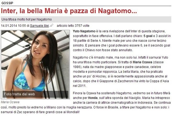 Nghi án nữ hoàng phim người lớn Maria Ozawa mê mẩn sao bóng đá Nhật Bản 2