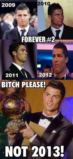  	Suốt 4 năm qua, Cris Ronaldo đã luôn nhăn nhó khi nhìn M10 đoạt QBV, cho tới khi anh nhận được nó đêm qua