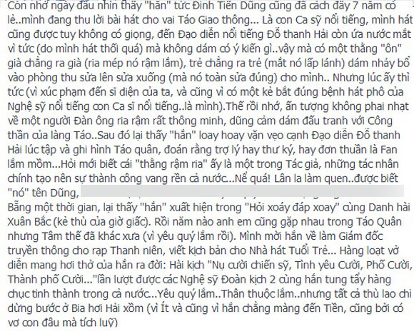 Chí Trung đã viết một dòng chia sẻ khá dài nói về cuộc gặp gỡ và tình bạn giữa hai người