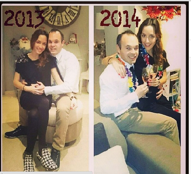  	Iniesta và người vợ đang mang bầu Anna Ortiz