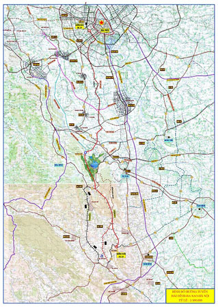 Bản đồ hướng tuyến dự án Mỹ Đình - Ba Sao - Bái Đính. Ảnh: duongbo.vn