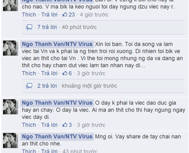 Xin lỗi bạn. Tôi đã sống và làm việc tại Việt Nam và không phải người trên trời rơi xuống. Dĩ nhiên tôi biết về việc ăn thịt chó tại Việt Nam. Vì thế tôi mong những người đã và đang ăn thịt chó hãy chấm dứt việc tàn nhẫn này đi.