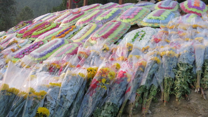 Những bó hoa đan kín phần mộ Đại tướng