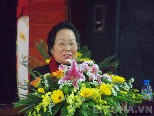 Phó chủ tịch nước Nguyễn Thị Doan, phát biểu tại buổi lễ.