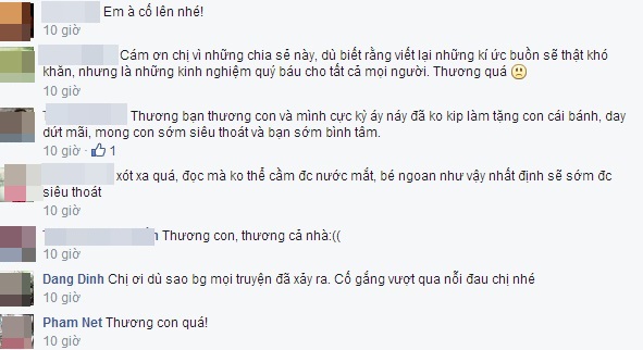 Những lời an ủi động viên của người thân, bạn bè chị L.H.T