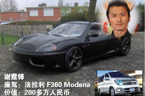 
	Chiếc Ferrari F360 của Tạ Đình Phong giá hơn 2 triệu Tệ.