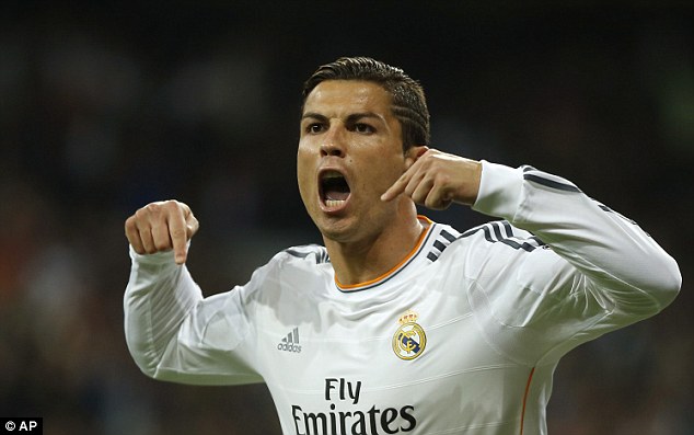
	Cris Ronaldo đã ghi 34 bàn cho Real trong năm 2013 ở La Liga