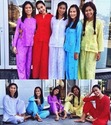 Trong dịp Tết, những chị em gái của gia đình Hà Tăng cùng nhau diện áo bà ba truyền thống