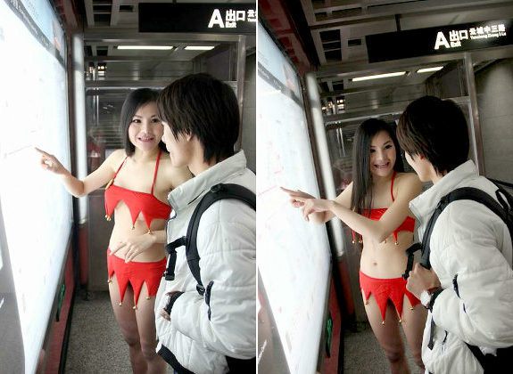 Người đẹp mặc bikini... đứng ở ga tàu điện ngầm giữa trời rét 7
