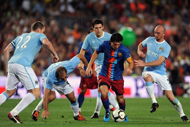 Trong 2 lần gặp Man City ở các trận giao hữu, Messi và các đồng đội đều đã thua