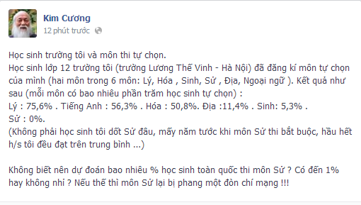 Đoạn chia sẻ của thầy Cương trên facebook cá nhân