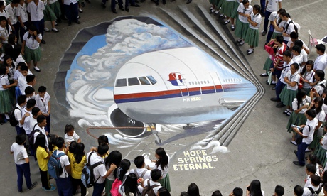 Một bức tranh 3D thể hiện chiếc máy bay mất tích của Malaysia