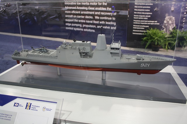 Tại triển lãm năm nay, công ty đóng tàu Ingalls đã giới thiệu mẫu tàu khinh hạm dựa trên khung thân tàu tuần tra lớp Legend của lực lượng tuần duyên Mỹ.