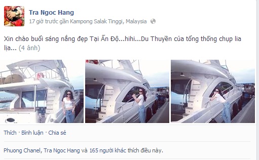 Khoe ở Ấn Độ, nhưng Facebook lại báo Trà Ngọc Hằng đang ở Malaysia