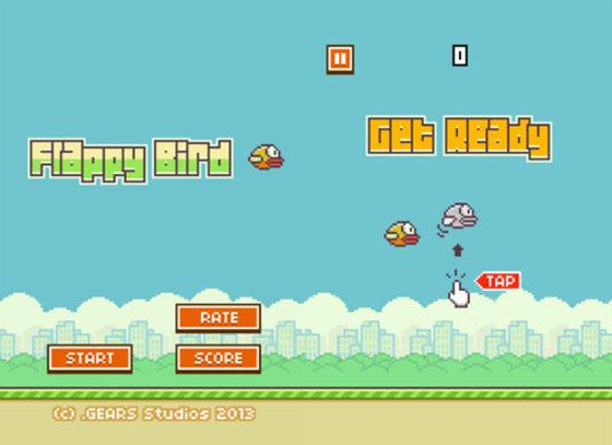 Hình ảnh trò chơi Flappy Bird gây bảo cộng đồng game trên di động toàn thế giới