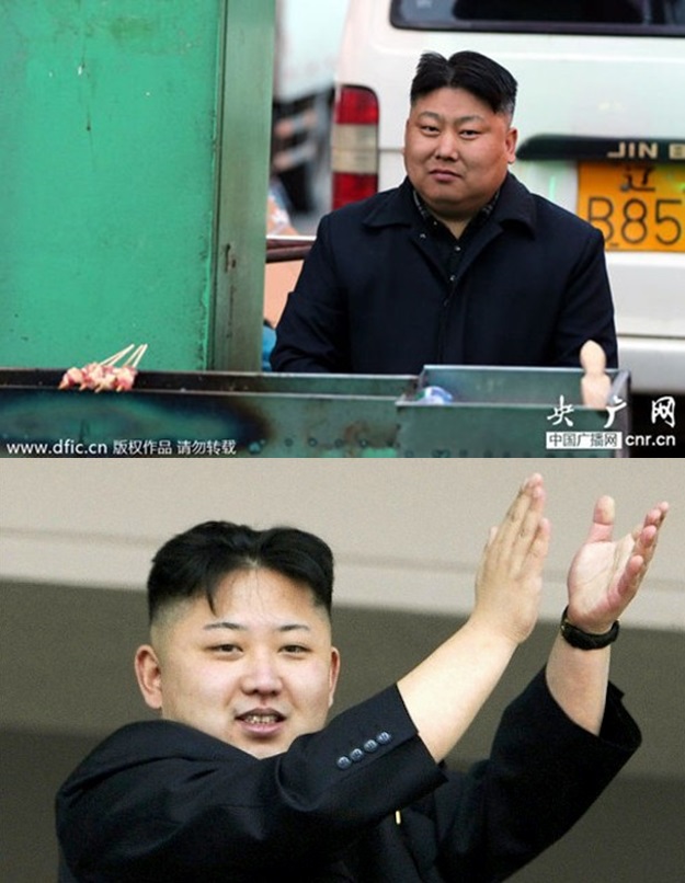 Người bán thịt xiên (ảnh trên) và Kim Jong Un (ảnh dưới)