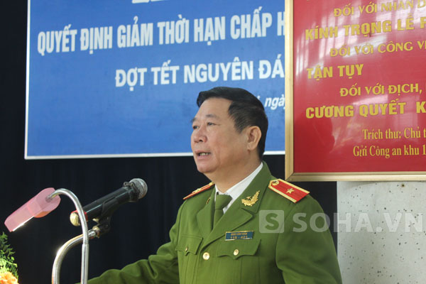 Thiếu tướng Đinh Xuân Toản - Phó giám đốc công an Hà Nội, tại buổi lễ công bố.