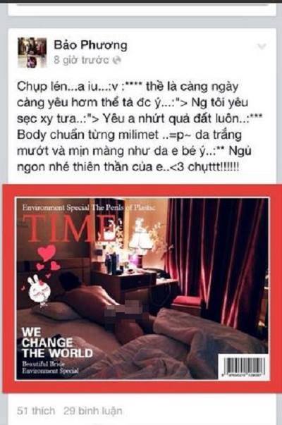 Bức ảnh nude đang ngủ của Cao Thái Sơn được bảo Phương đăng tải.