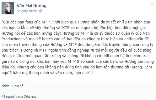 Nữ ca sĩ thẳng thắn phủ nhận chuyện tình cảm với Sơn Tùng MTP.