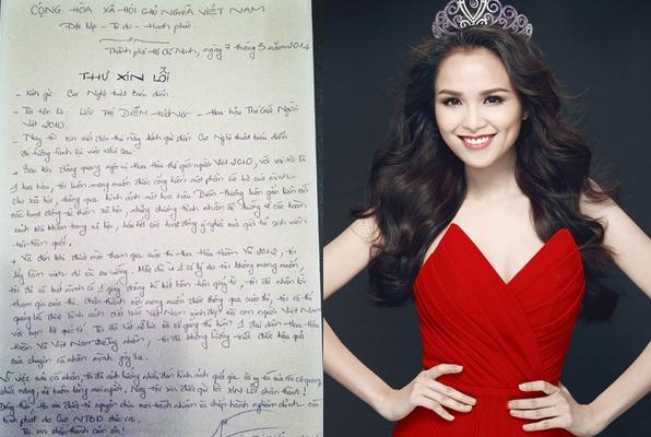 Chữ viết tay của Hoa hậu Diễm Hương bị chê kém đẹp.
