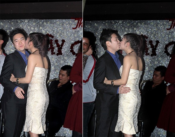 Trong đêm nhạc diễn ra vào đúng ngày 14/2/2012, Văn Mai Hương và Lê Hiếu trao nhau nụ hôn nồng nàn trước mặt khán giả.