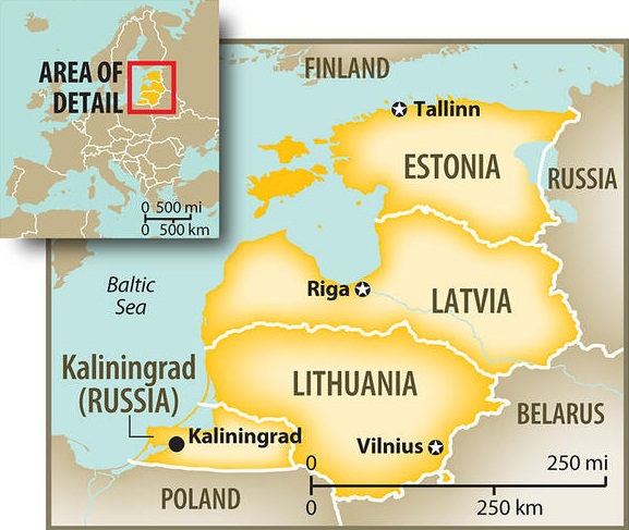 Kaliningrad có chung đường biên gới với Ba Lan và Lithuania
