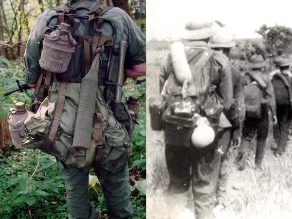 Bức ảnh cho thấy sự khác biệt rất lớn về trang bị đi kèm của lính Mỹ và bộ đội Việt Nam.