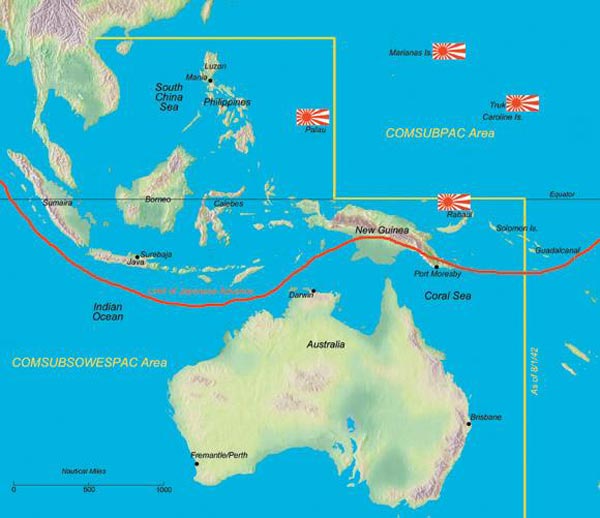 Mỹ đã sử dụng tàu ngầm làm lực lượng đột kích mũi nhọn phá hoại tuyến vận tải biển chiến lược của Nhật Bản qua eo biển Malaca trong chiến tranh thế giới thứ 2.