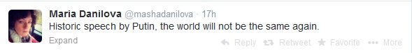 Maria Danilova, phóng viên AP tại Ukraine: Bài diễn văn lịch sử của Putin, thế giới sẽ không còn như trước nữa. 