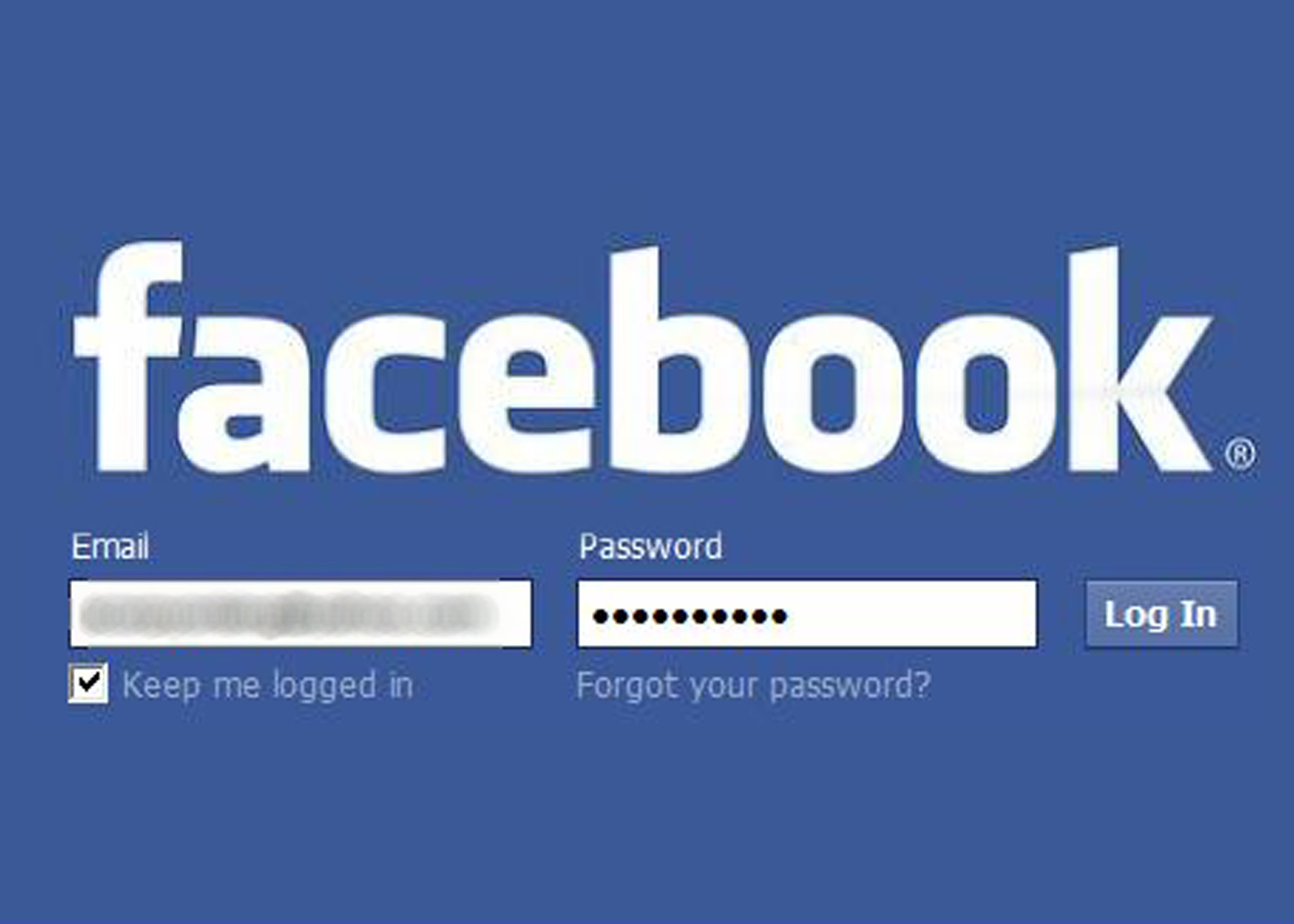 Facebook log in