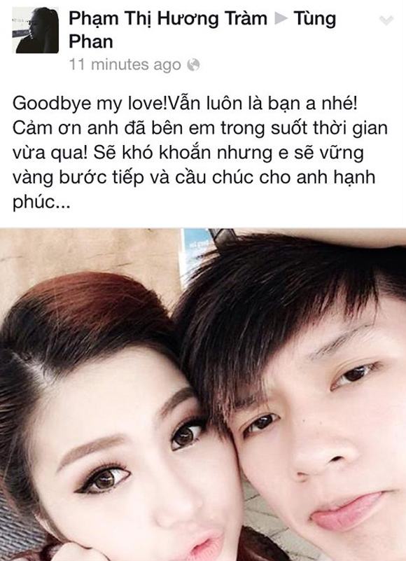 Hương Tràm tiết lộ chuyện chia tay trên Facebook.