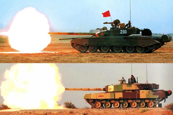 Type-99(ở trên) có lợi thế hơn Arjun(ở dưới) về hệ thống hỏa lực.