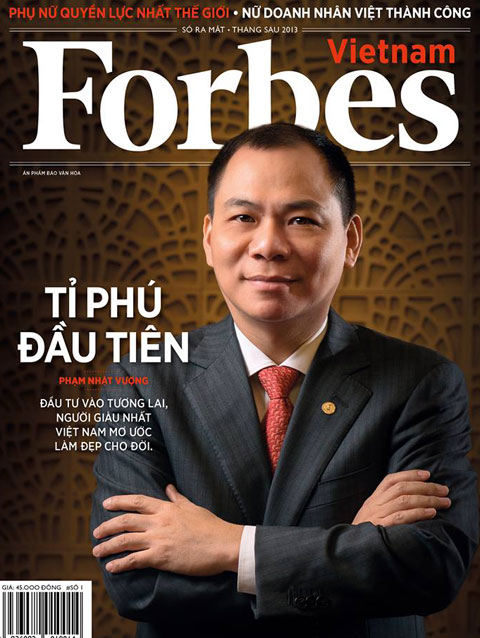  	Tỷ phú Phạm Nhật Vượng trên bìa tạp chí Forbes Việt Nam