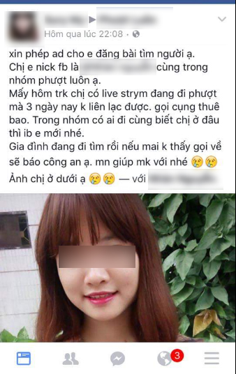 Nghi vấn nữ sinh mất tích khi đi phượt cùng người lạ - Ảnh 1.