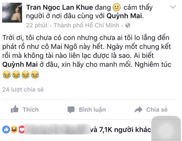 Mai Ngô mất tích bất thường, không thể liên lạc - Ảnh 1.