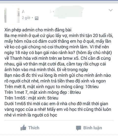 Trai 20 tuổi tuyển người yêu hờ với giá lên đến 10 triệu/ngày - Ảnh 1.