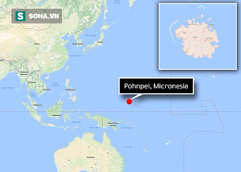 Vị trí đảo Pohnpei trên bản đồ. 