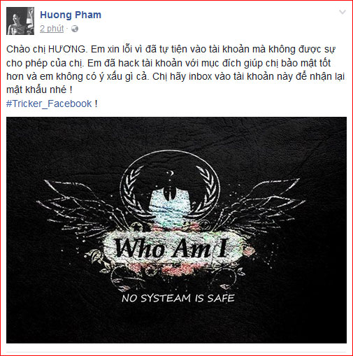 Lời nhắn khó hiểu của kẻ giấu mặt trên Facebook Phạm Hương - Ảnh 1.