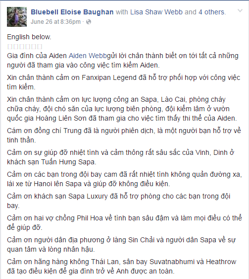 Gia đình công bố nguyên nhân tử vong của phượt thủ người Anh ở Fansipan - Ảnh 1.