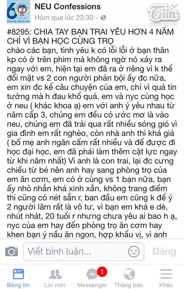 Cay đắng bị người yêu cắm sừng với bạn cùng phòng - Ảnh 1.