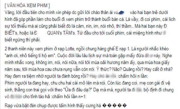 Đôi bạn trẻ ồn ào vô duyên và những chuyện chưa kể xấu xí trong rạp chiếu phim - Ảnh 1.