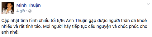 Minh Thuận tỉnh hẳn, sức khỏe khả quan khi được gặp bố - Ảnh 1.