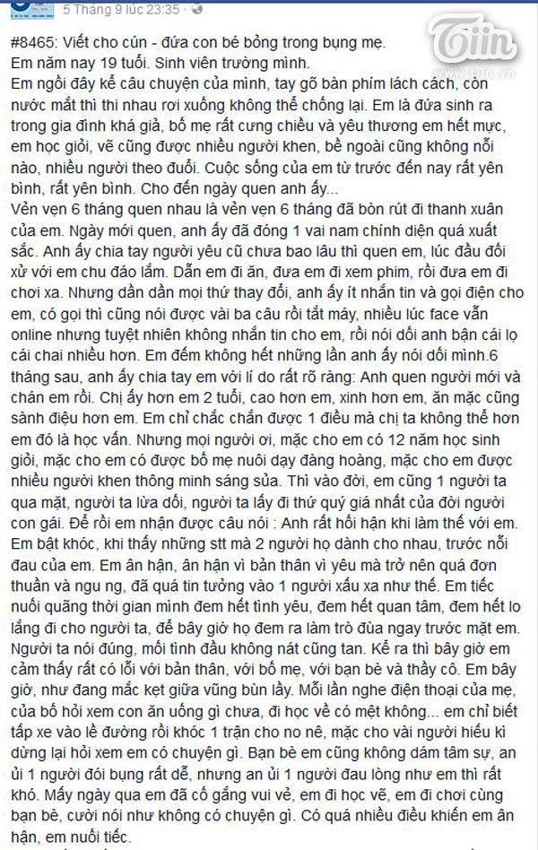 Tâm sự xé lòng của nữ sinh yêu lầm người, sớm làm mẹ - Ảnh 1.