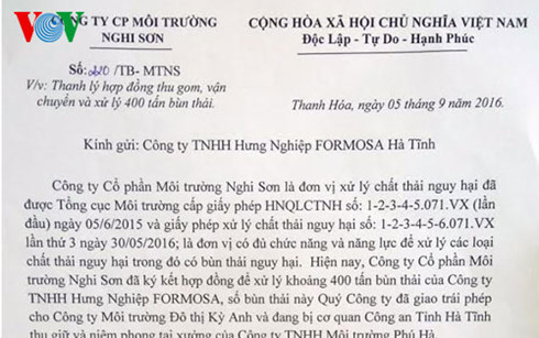 Thanh Hóa: Chấm dứt hợp đồng xử lý 400 tấn chất thải của Formosa - Ảnh 1.