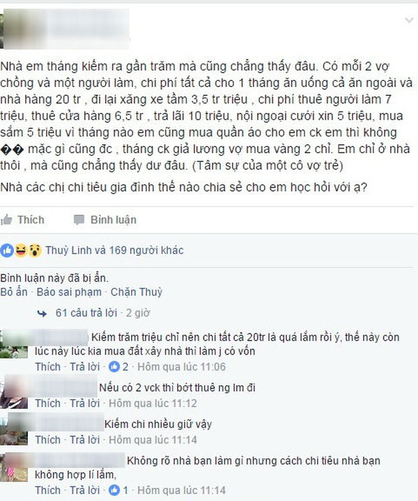 Choáng với chi tiêu của cặp vợ chồng son kiếm gần trăm triệu mỗi tháng mà vẫn hết “sạch sành sanh” - Ảnh 2.