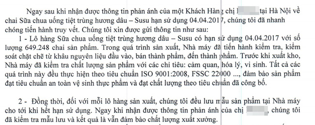 Vinamilk lên tiếng sau khi khách hàng phản ánh sữa chua Susu lắng cặn đen - Ảnh 1.