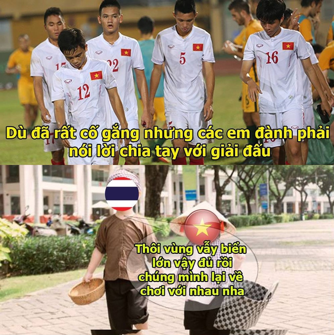 Ảnh chế: Thái Lan an ủi U19 Việt Nam sau trận thua 0-3 trước Nhật Bản - Ảnh 2.