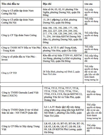 Hà Nội: Lộ diện nhiều đại gia BĐS cắm dự án tại ngân hàng - Ảnh 1.