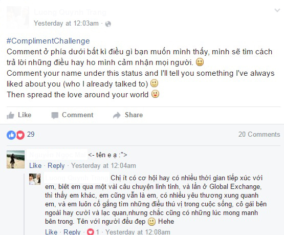 Compliment Challenge – Thử thách xinh xắn nhất trên Facebook từ trước đến nay! - Ảnh 4.