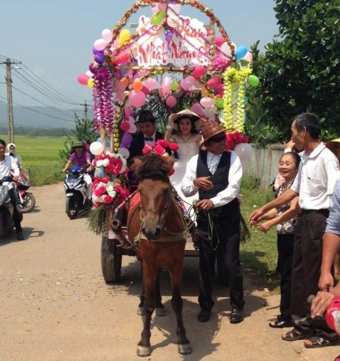Đám cưới rước dâu bằng xe ngựa kéo độc đáo ở Hà Tĩnh - Ảnh 5.